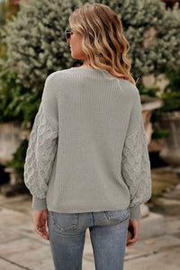 Thumbnail for Threaded Pear - Remi Cable Knit Sleeve Sweater - 1 COLOR -