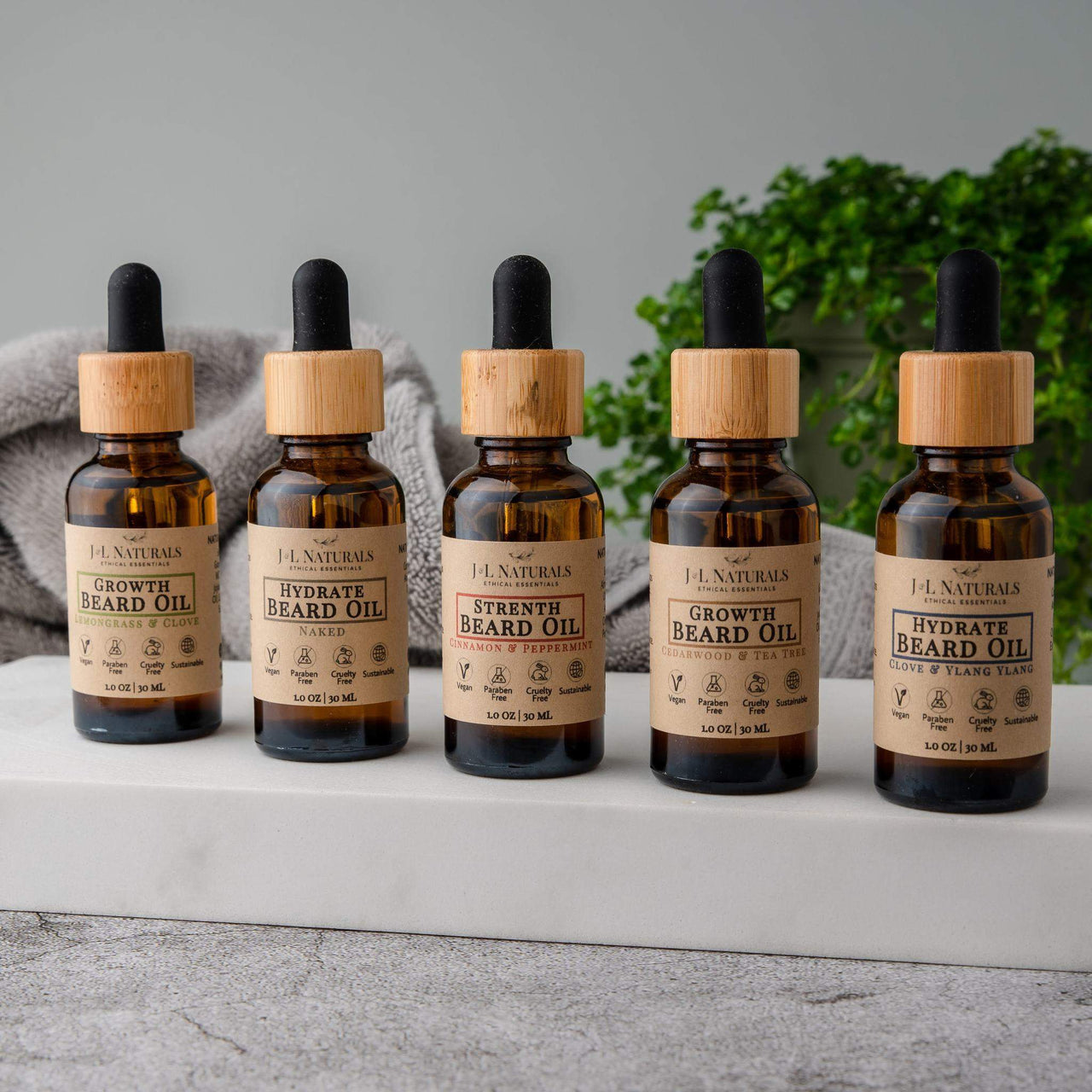 J & L Naturals - Beard Oil Bundle ($90 Value) - 5 PCS. - 3 TYPES - 6 SCENTS -