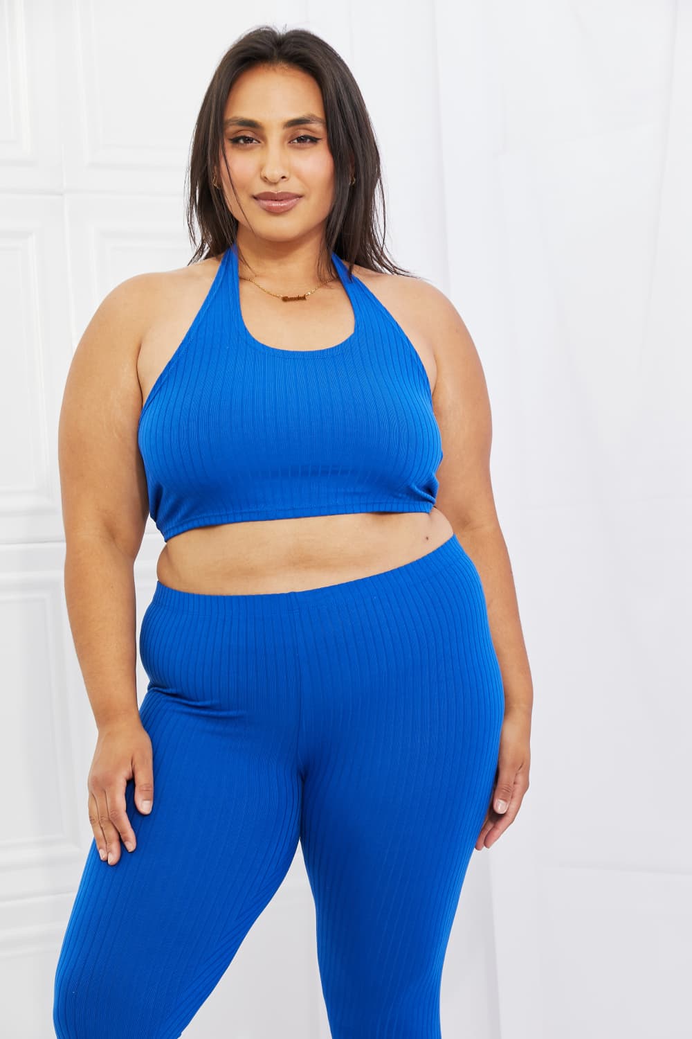 Capella On The Daily Full Size Halter Crop Top and Leggings Set - 2 PCS - T - 1 COLOR -