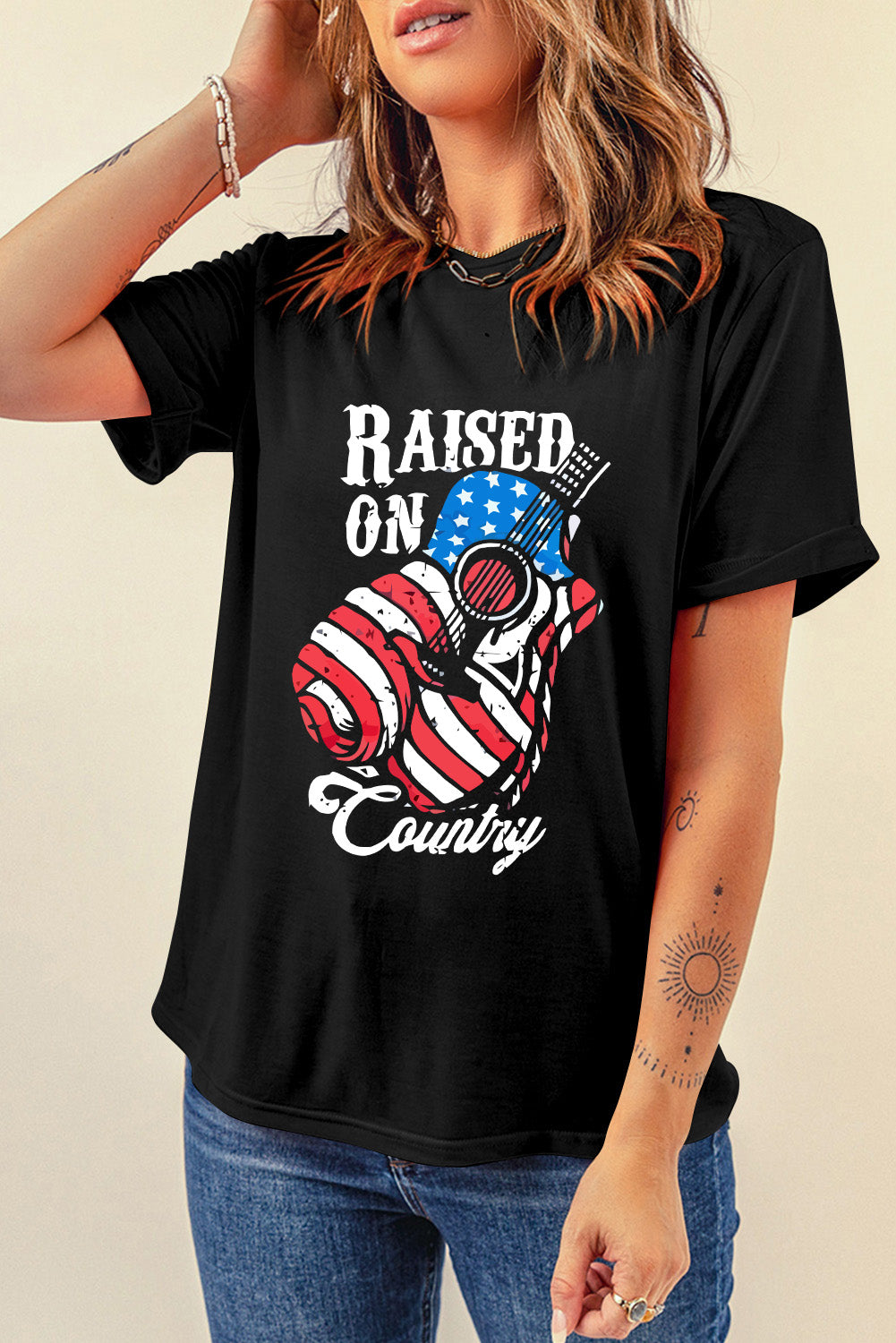 RAISED ON COUNTRY Round Neck T-Shirt - T - 1 COLOR -