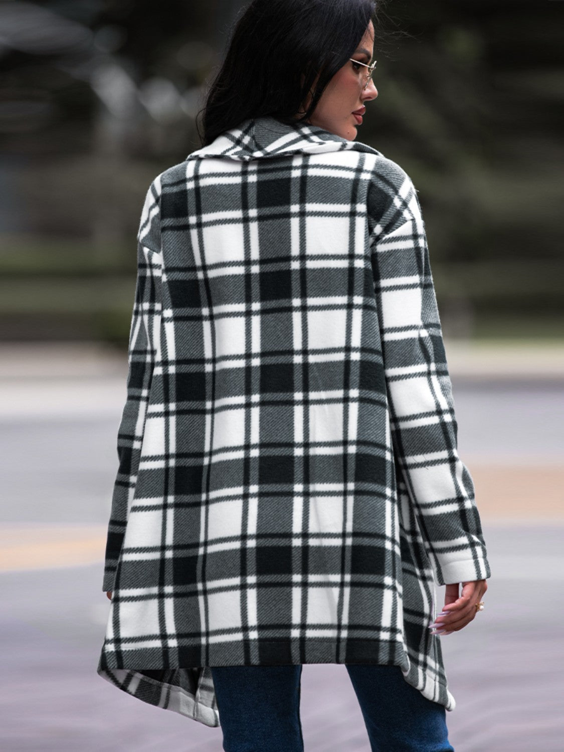 Plaid Shawl Collar Jacket with Pockets - t - 3 colors -