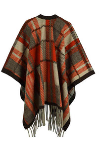 Thumbnail for Cloak Sleeve Fringe Detail Poncho - T - 1 SIZE - 5 COLORS -