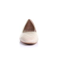 Thumbnail for Classic Leather Square Toe Ballerina - (Light Beige)