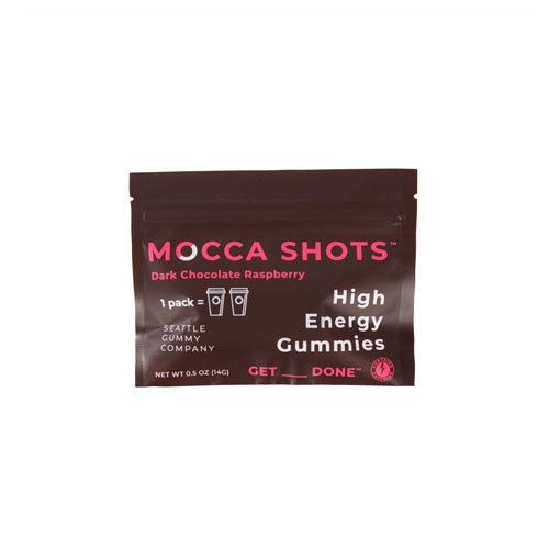 Seattle Gummy Co. - Mocca Shots Energy Gummies with Caffeine | Dark Chocolate Raspberry (12-Pack box) -