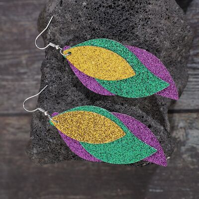 Faux Leather Leaf Dangle Earrings - T - 2 STYLES -