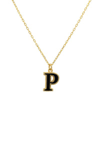 Thumbnail for Initial Enamel Necklace Gold P -