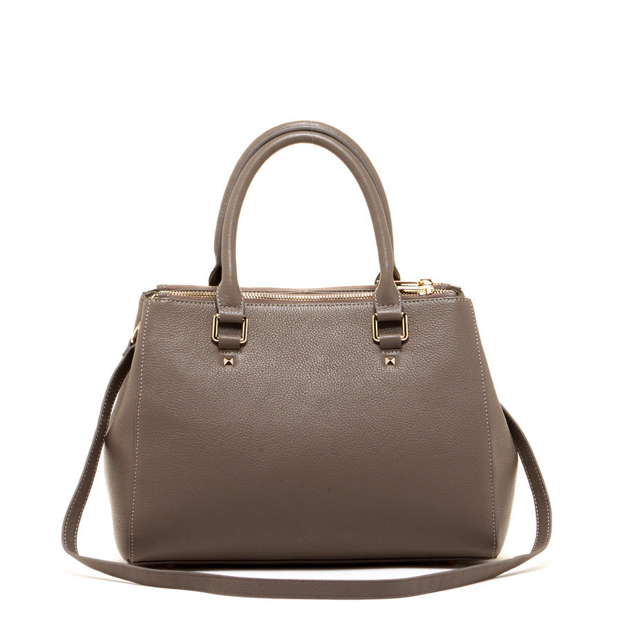 Leather Gray Satchel Bag -