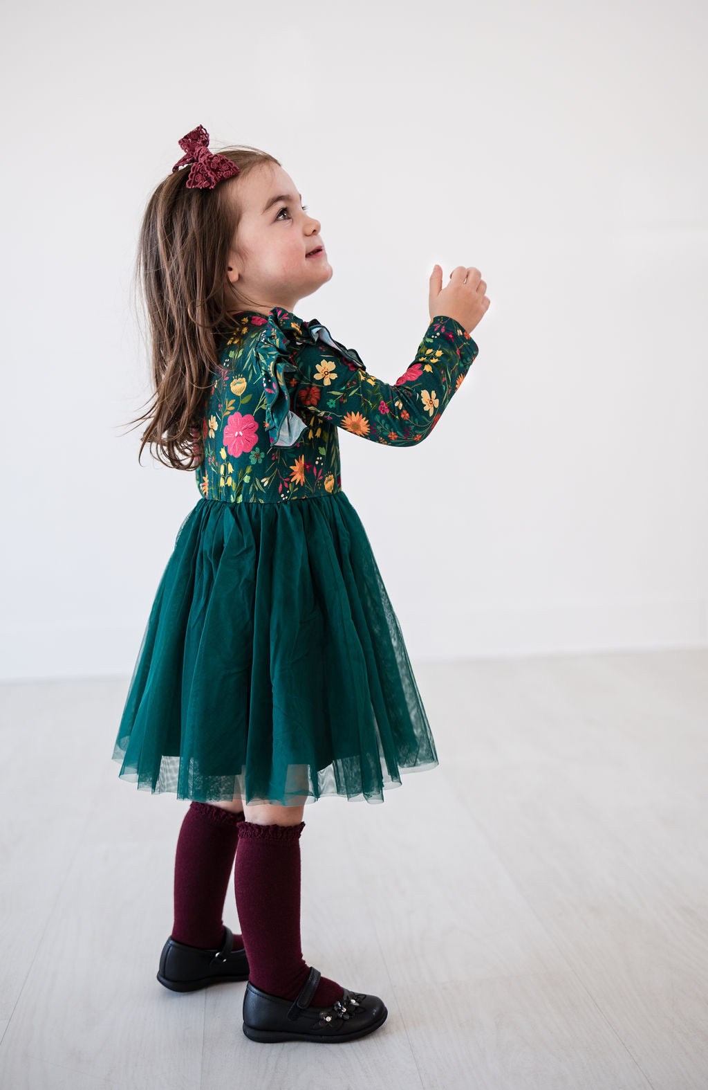 Eclipse Kids - Long Sleeve Tulle Dress - Moody Flowers - SIZES 2T THRU 11/12 -