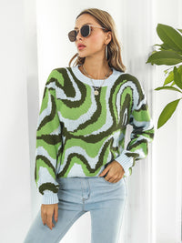 Thumbnail for Round Neck Dropped Shoulder Sweater - T - 3 COLORS -