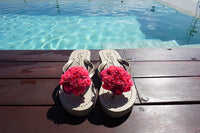 Thumbnail for SAND BY SAYA N.Y. - Noho Pink Flower - Embroidered Mid Wedge Flip Flops - 1 COLOR -