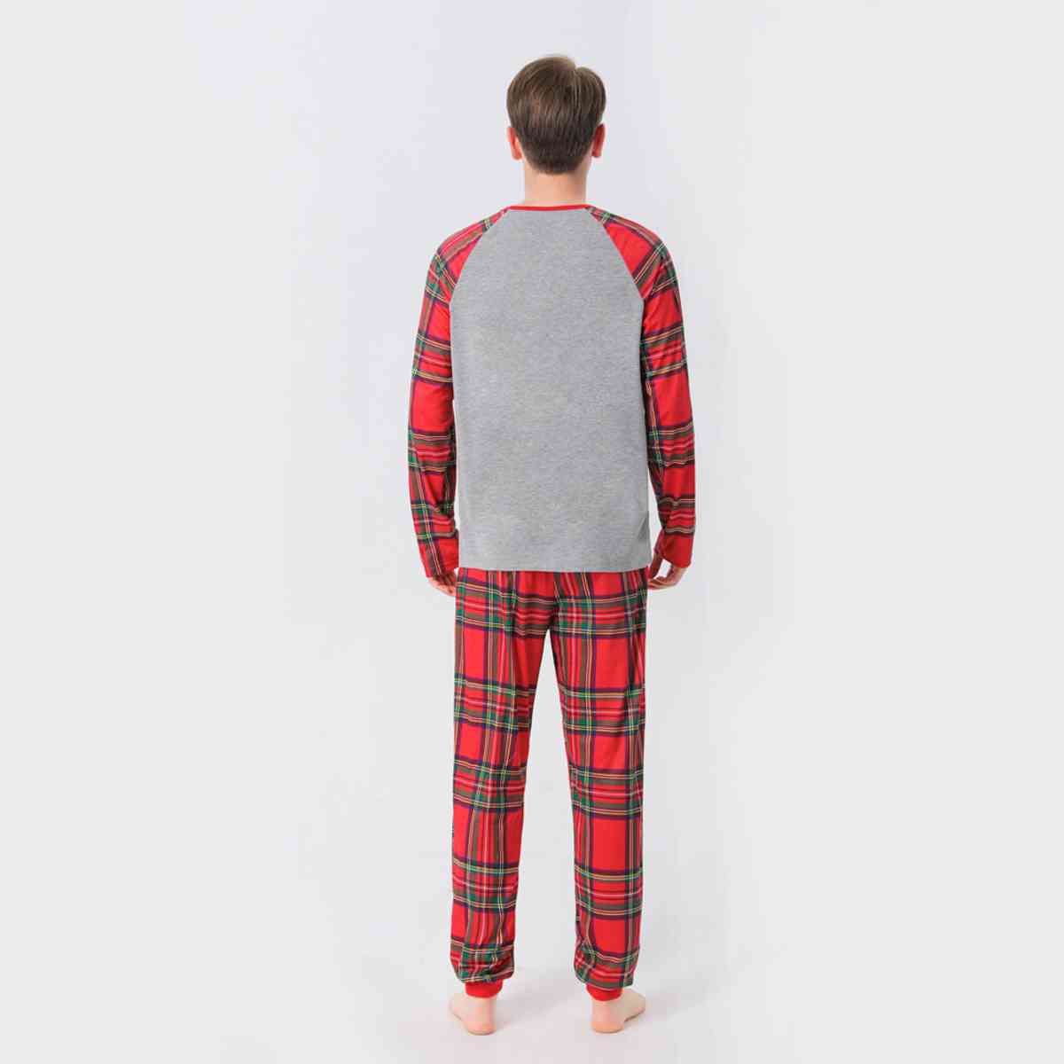 MEN MERRY CHRISTMAS Graphic Top and Plaid Pants Set - T -