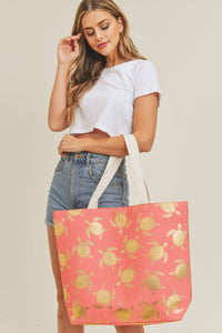 Thumbnail for Riah Fashion - Gold Foil Turtle Tote Bag - 8 COLORS -