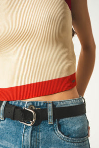 Thumbnail for Q2 - Ribbed Cropped Vest Top in Red - 1 COLOR -