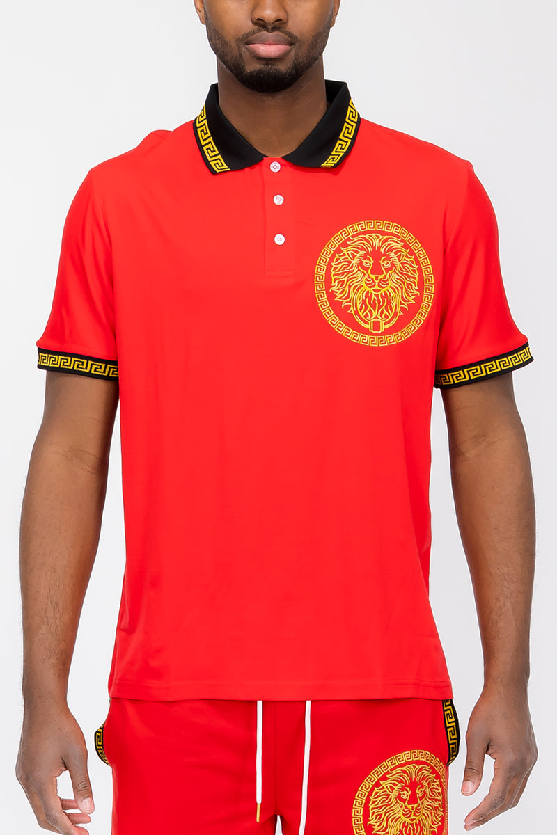 Embroidered Lion Head Polo Shirt - 4 COLORS -