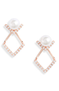 Thumbnail for Knotty - Pearl v Jacket Stud Earrings - 3 FINISHES -