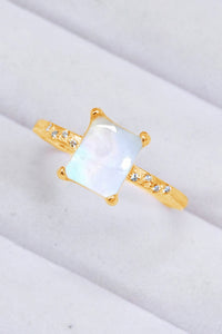 Thumbnail for Square Moonstone Ring - T - SIZES 6 THRU 9 - 3 FINISHES -