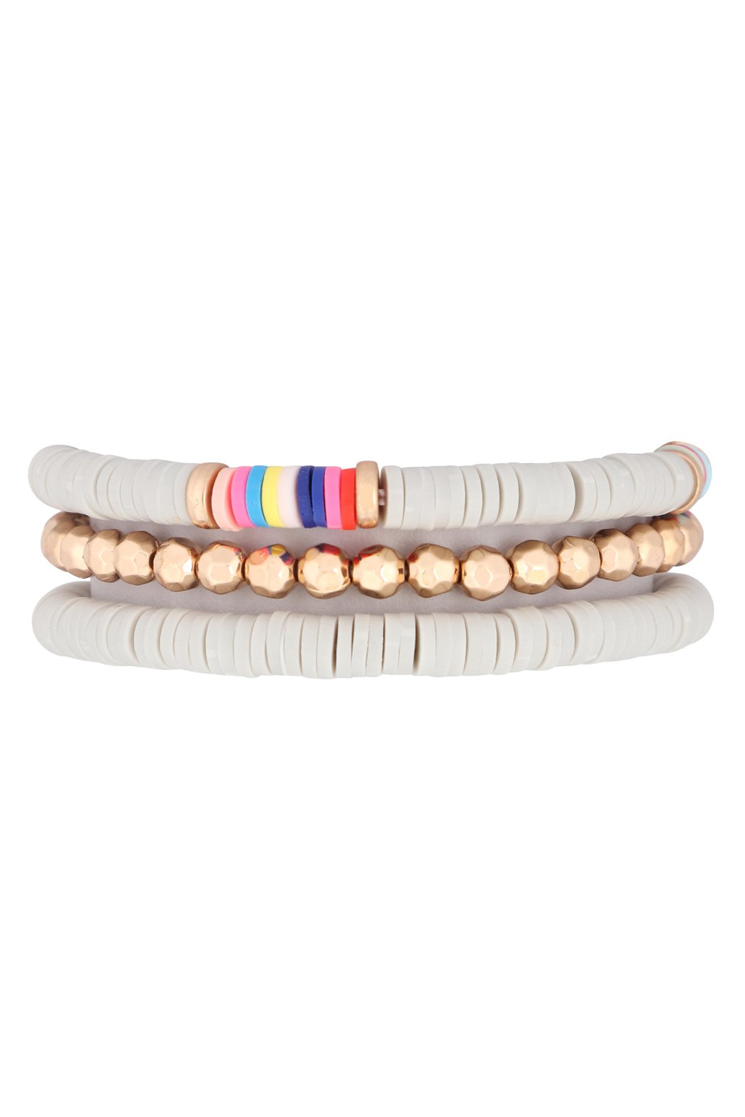 Fimo Metal Multi Elastic Bracelet - 7 COLORS -