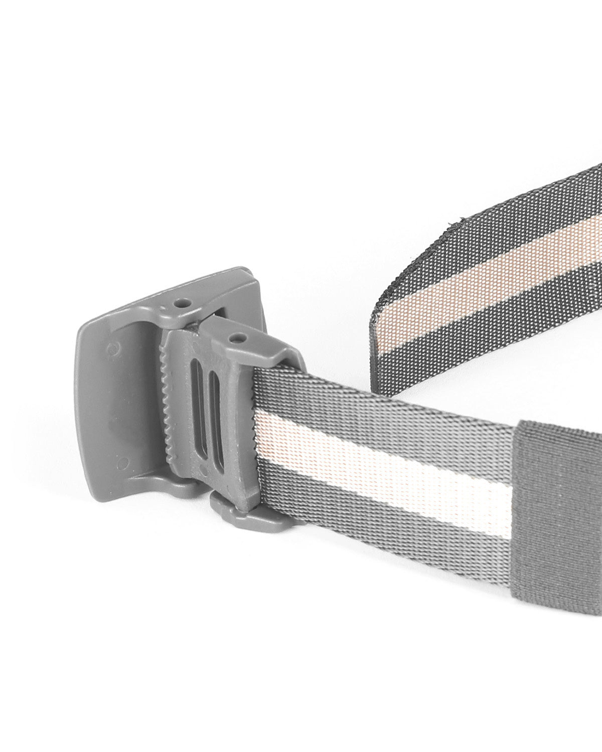 Mens One Size Adjustable Strap Stripe Nylon Web Belt With Plastic Buckle  - 6 COLORS -