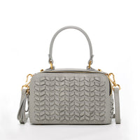 Thumbnail for Kayla Light Gray Weave Leather Crossbody Purse -