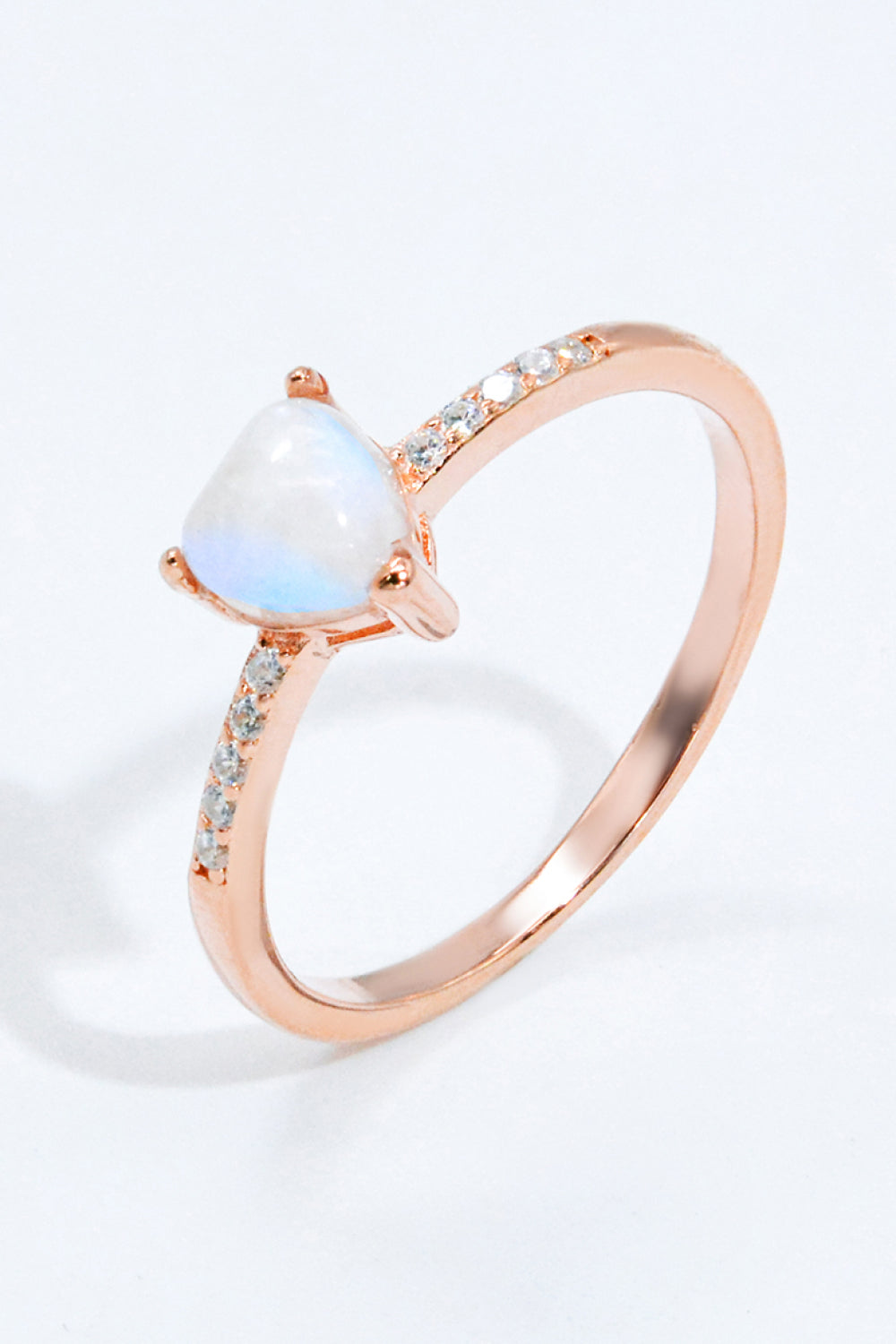 Natural Moonstone Heart 18K Rose Gold-Plated Ring - T - SIZES 6 THRU 9 - 1 FINISH -