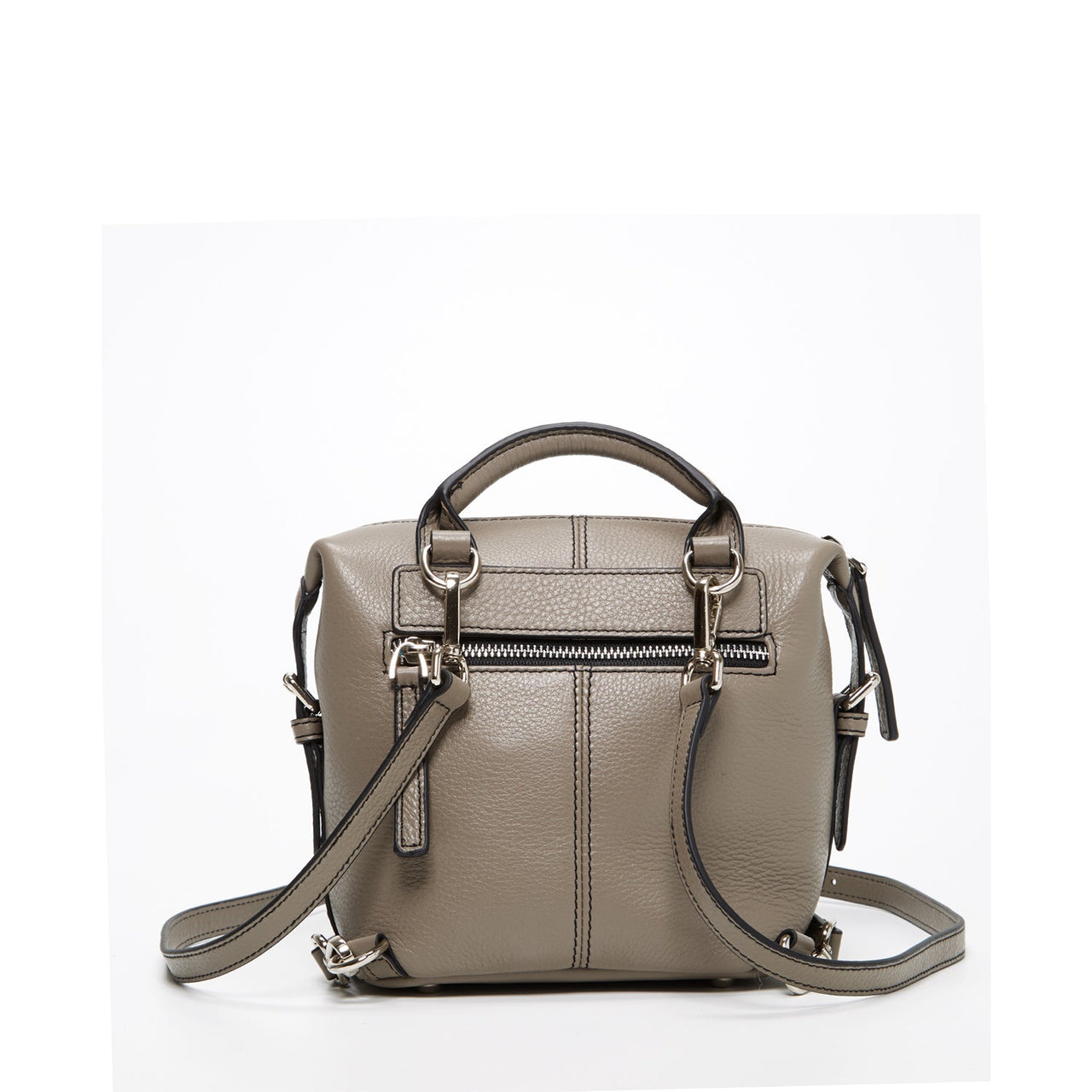 Ashley Small Gray Leather Backpack Purse -