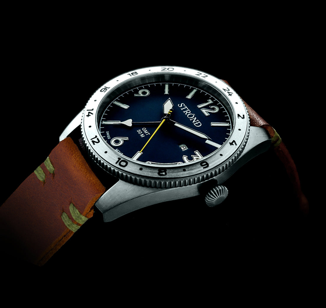 STROND U.K. - The all 316 grade stainless with blue dial 24h GMT -