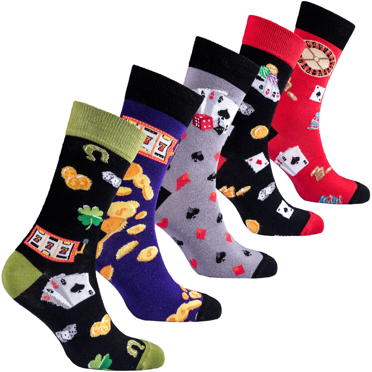 Men's Gambling Set Socks - 5 PACK -