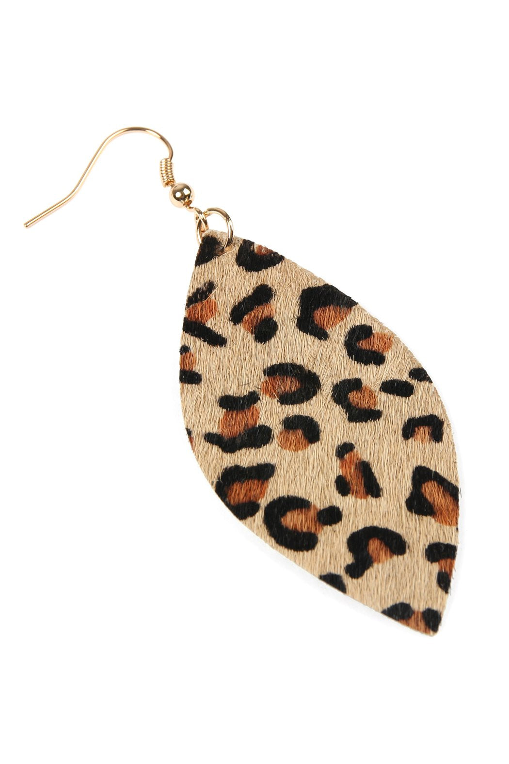 Riah Fashion - Leopard Marquise Leather Hook Earrings - 4 LEOPARD COLORS -