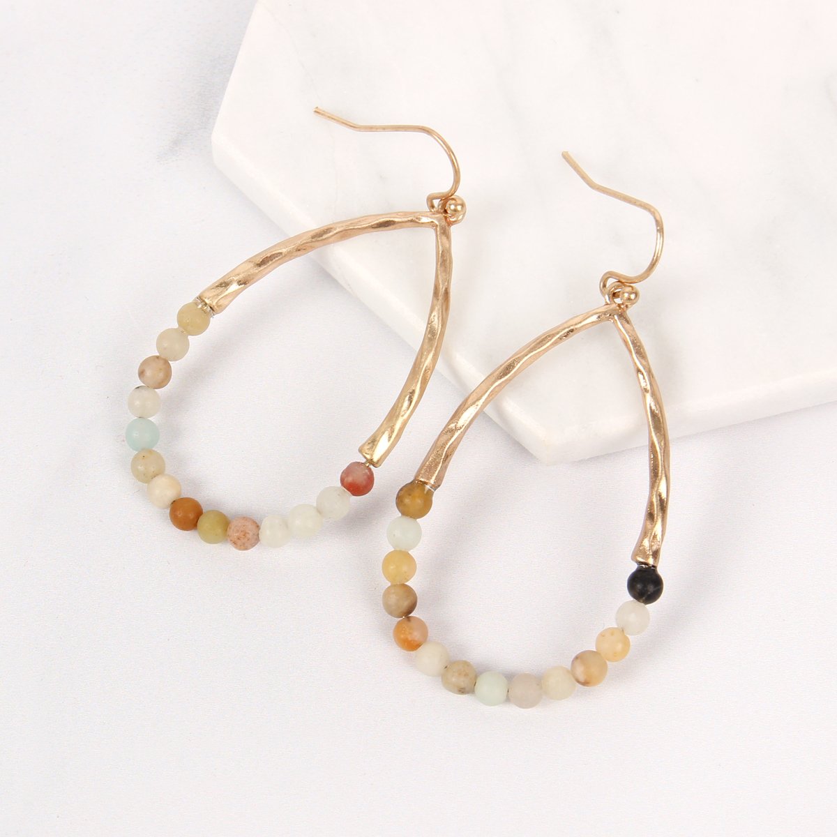 Riah Fashion - Semi Precious Pear Shape Earrings - 9 COLORS -