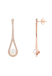 Thumbnail for LATELITA - Cradled Pearl Drop Earrings Rosegold -