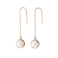 Thumbnail for Porcelain Rose With Pearl Gold-Filled Chain Earrings -