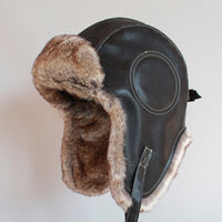 Thumbnail for Winter Hat - Men / Women - Pilot Aviator Bomber Trapper Hat Faux Fur Leather Snow Cap With Ear Flaps - [29 DAY DELIVERY] - 2 COLORS -