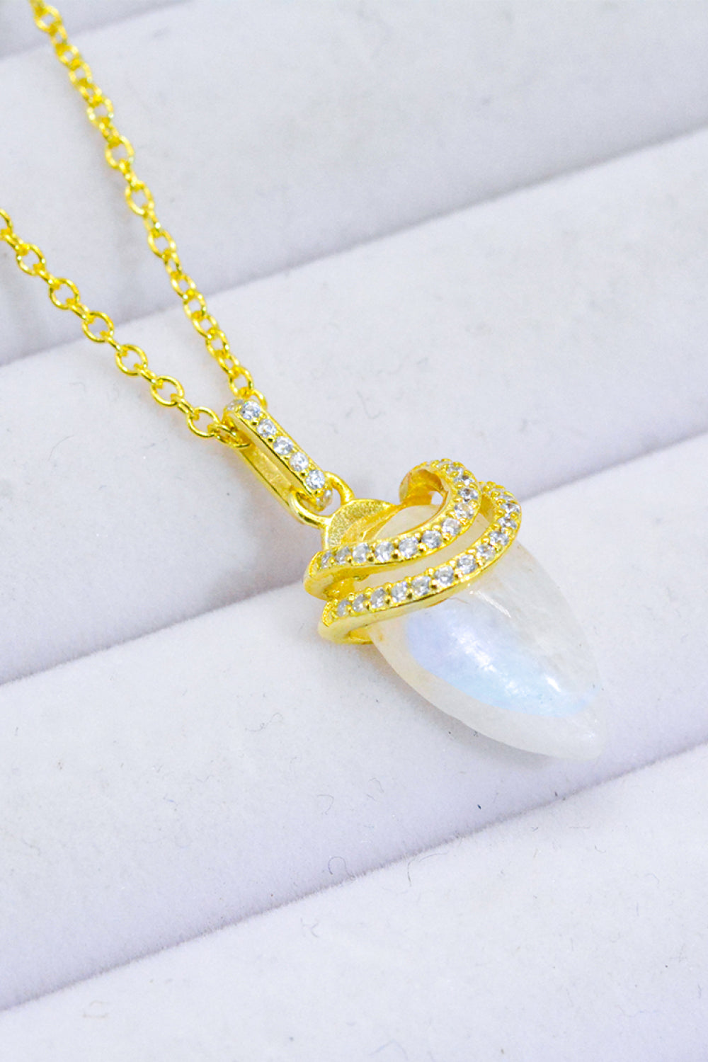 18K Gold-Plated Moonstone Pendant Necklace - T - 2 FINISHES -