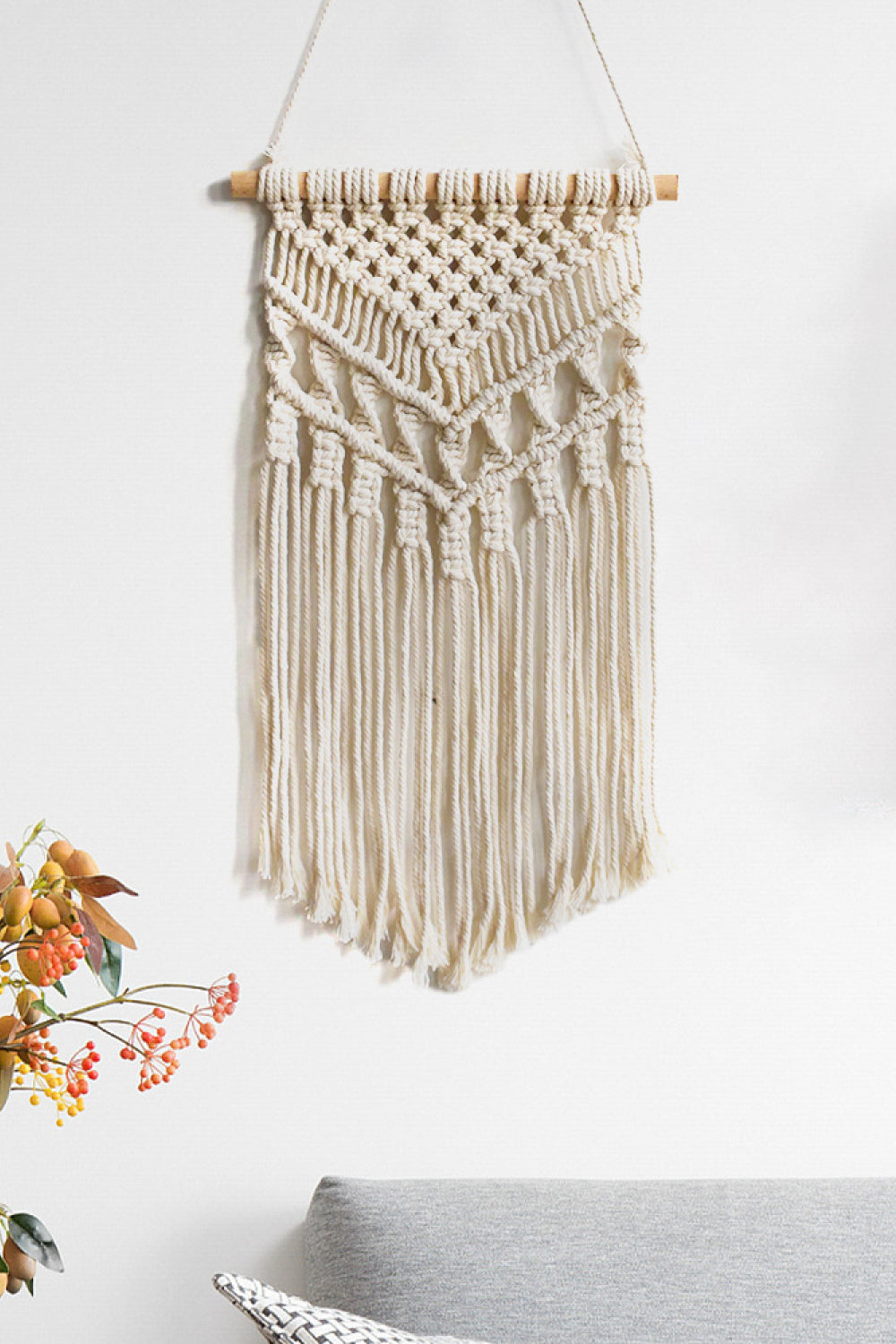 Macrame Fringe Wall Hanging Decor - 25.5" X 15-7" - 17.7" - T - 2 LENGTHS - 2 TASSELS -