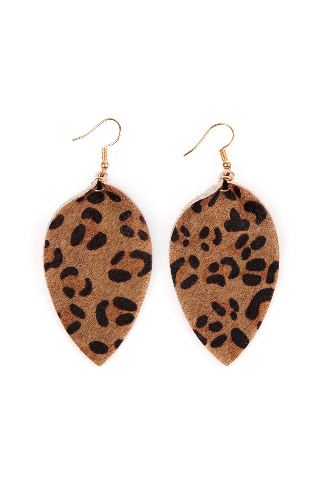 Riah Fashion - Leopard Leather Drop Earrings - 4 COLORS