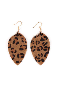 Thumbnail for Riah Fashion - Leopard Leather Drop Earrings - 4 COLORS