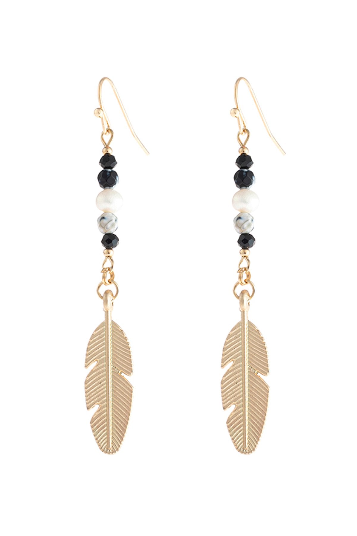 Cast Feather Dangle Earrings - 8 COLORS -