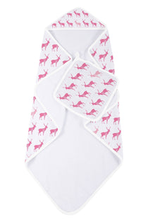 Thumbnail for Newcastle - Pink Deer Cotton Hooded Towel and Washcloth Set -