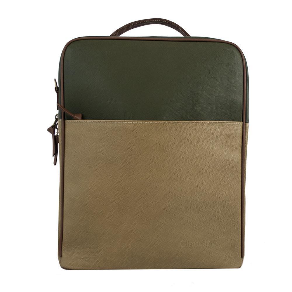 ClaudiaG - Augusta Leather Backpack-Tan/Olive Green - 1 COLOR -