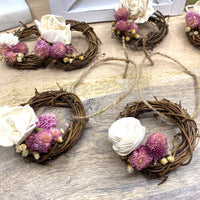 Thumbnail for Sunsum - Mini Grapevine Wreath Ornaments With Dried Flowers, 3” -