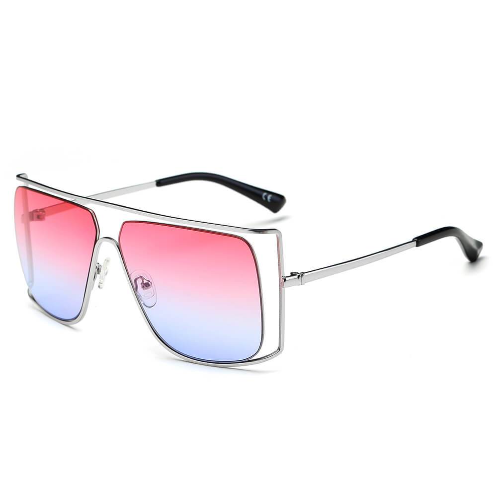 Hamel | CA01 - Women's Trendy Oversize Flat Top Metal Frame Sunglasses - 5 COLORS -