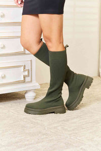 Thumbnail for Comfort Footwear Knee High Platform Sock Boots - T - 1 COLOR -