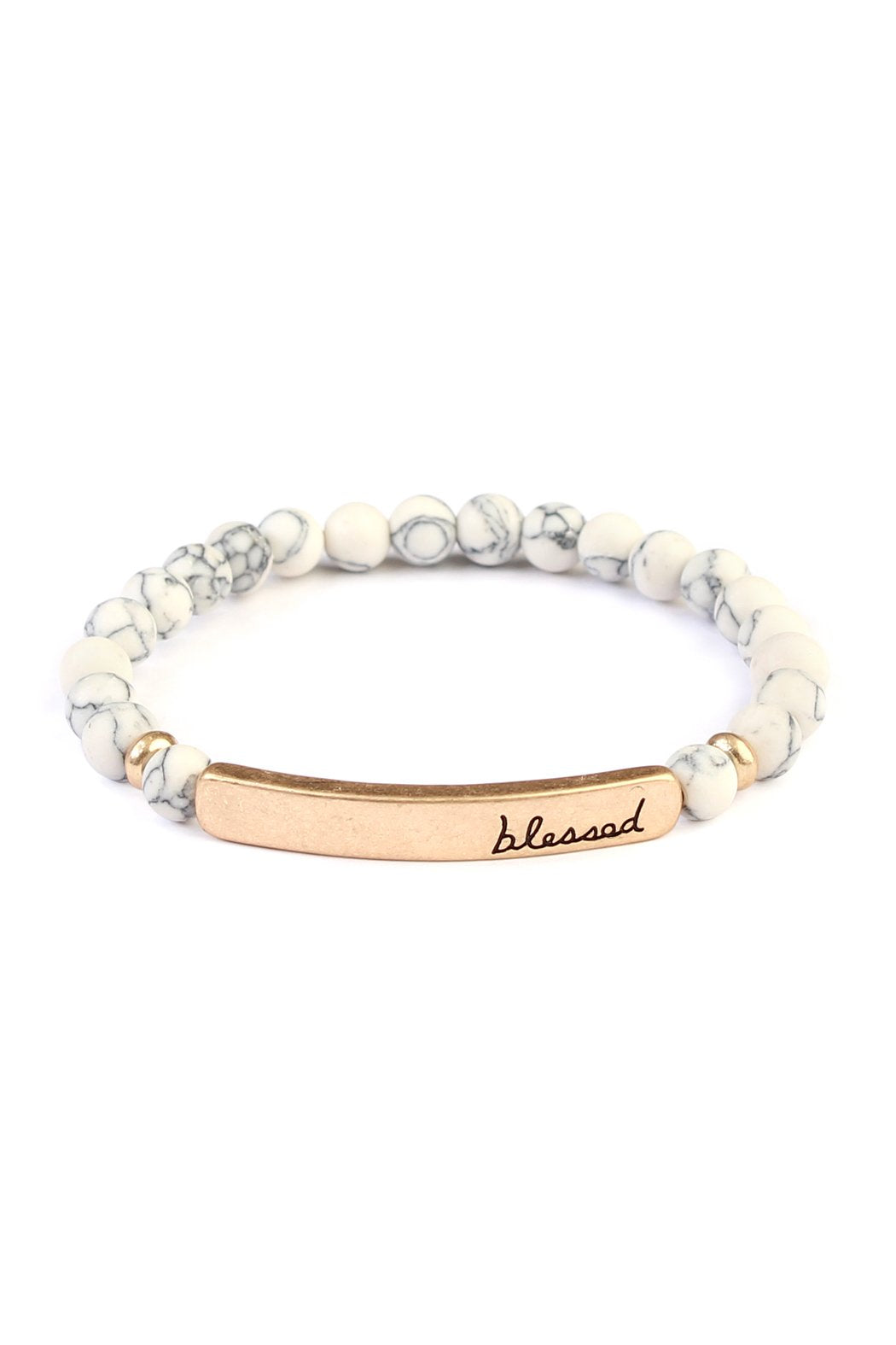 "Blessed" Bar Natural Stone Bracelet - 4 COLORS -