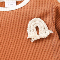 Thumbnail for Baby Contrast Trim Waffle-Knit Long Sleeve Bodysuit - T - 5 SIZES - 2 COLORS -