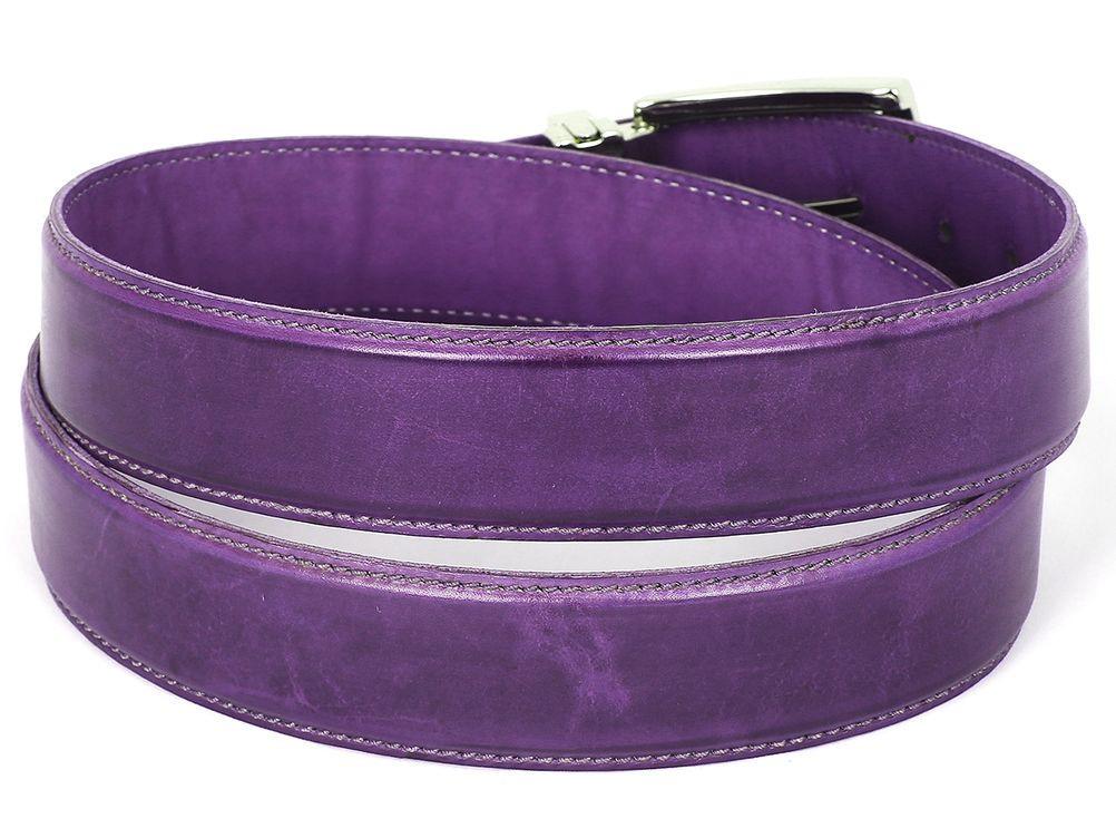 PAUL PARKMAN - Men's Leather Belt Hand-Painted Purple -