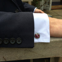 Thumbnail for LATELITA - Ruby Cufflinks / Oxidized Silver Champagne Diamonds -