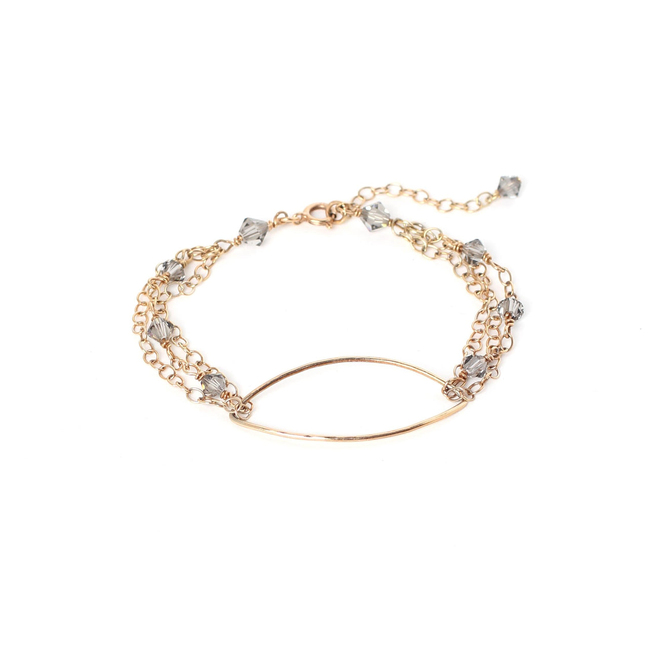 Alicia Marilyn - Oval Hammered Bracelet With Swarovski Crystals - Gold Vermeil -