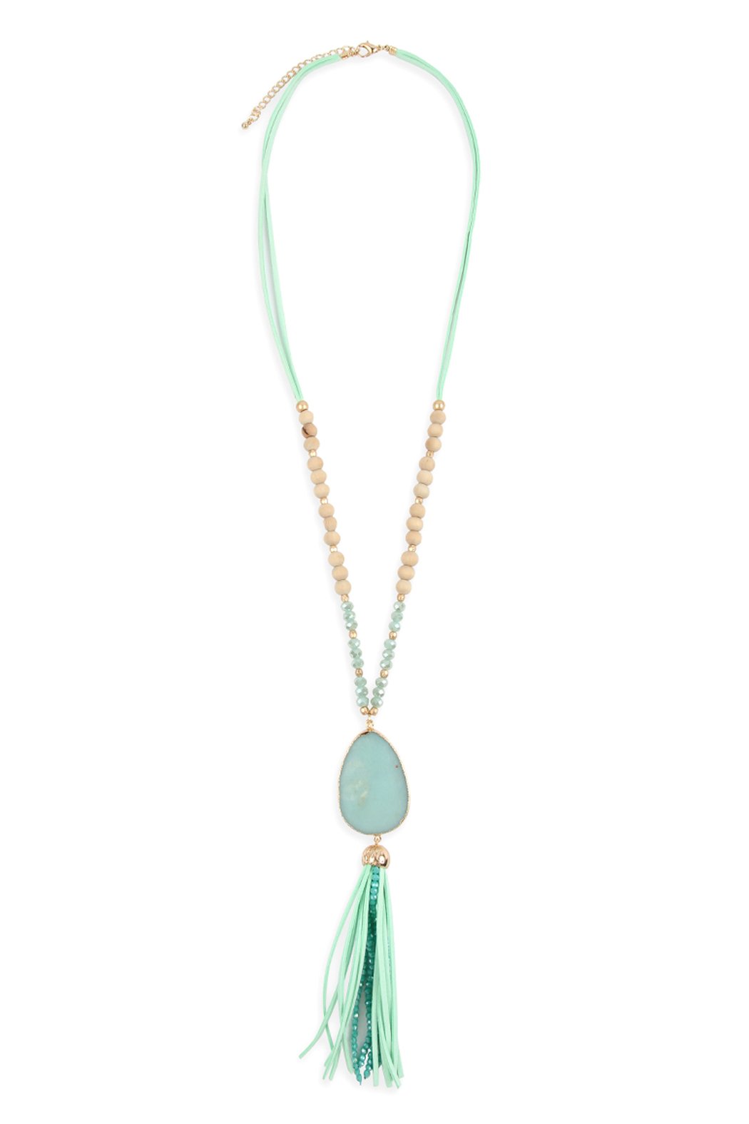 Natural Stone Tassel Pendant Necklace - 5 COLORS -