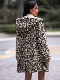 Thumbnail for Leopard Hooded Coat with Pockets - T - 1 COLOR -