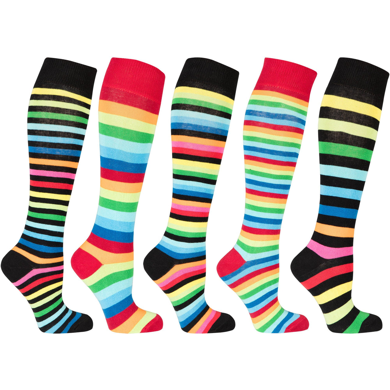 Women's Multiline Stripe Knee High Socks Set - 5 PACK -